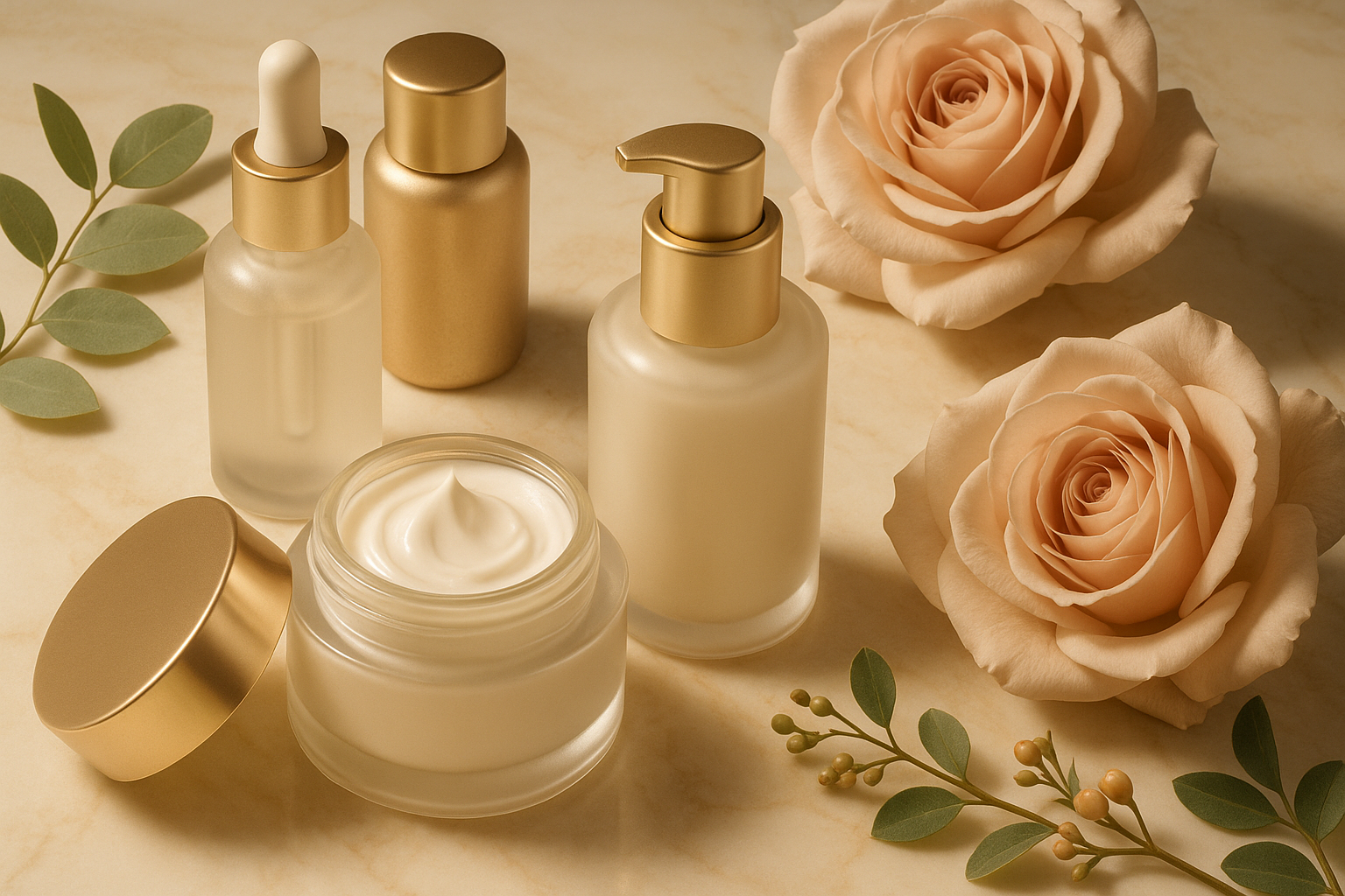 Luxury spa products and botanical ingredients